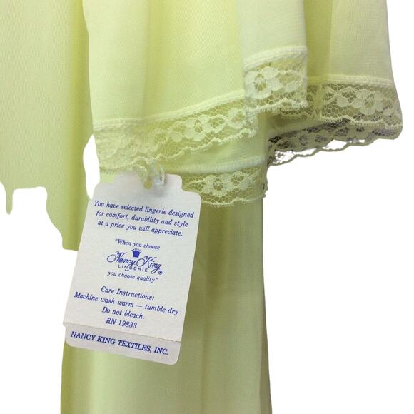 Vtg Nancy King Lingerie Housecoat Women's M Short Sleeve Lace Trim Button Front - Picture 6 of 11
